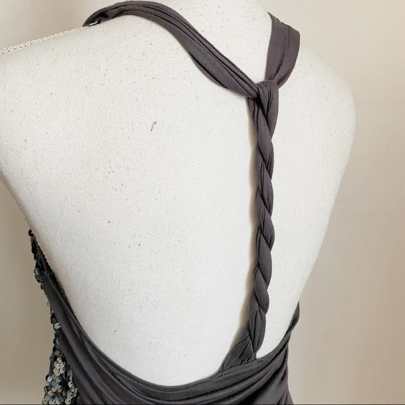 Express • Grey Sequin T Back Tank Top - Picture 3 of 4